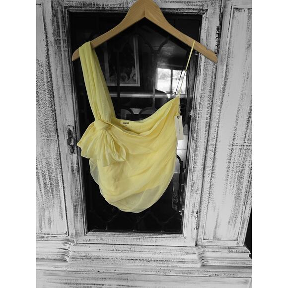 Anthropologie Maeve Tulle Yellow Bow Top - Large - New - Picture 6 of 6